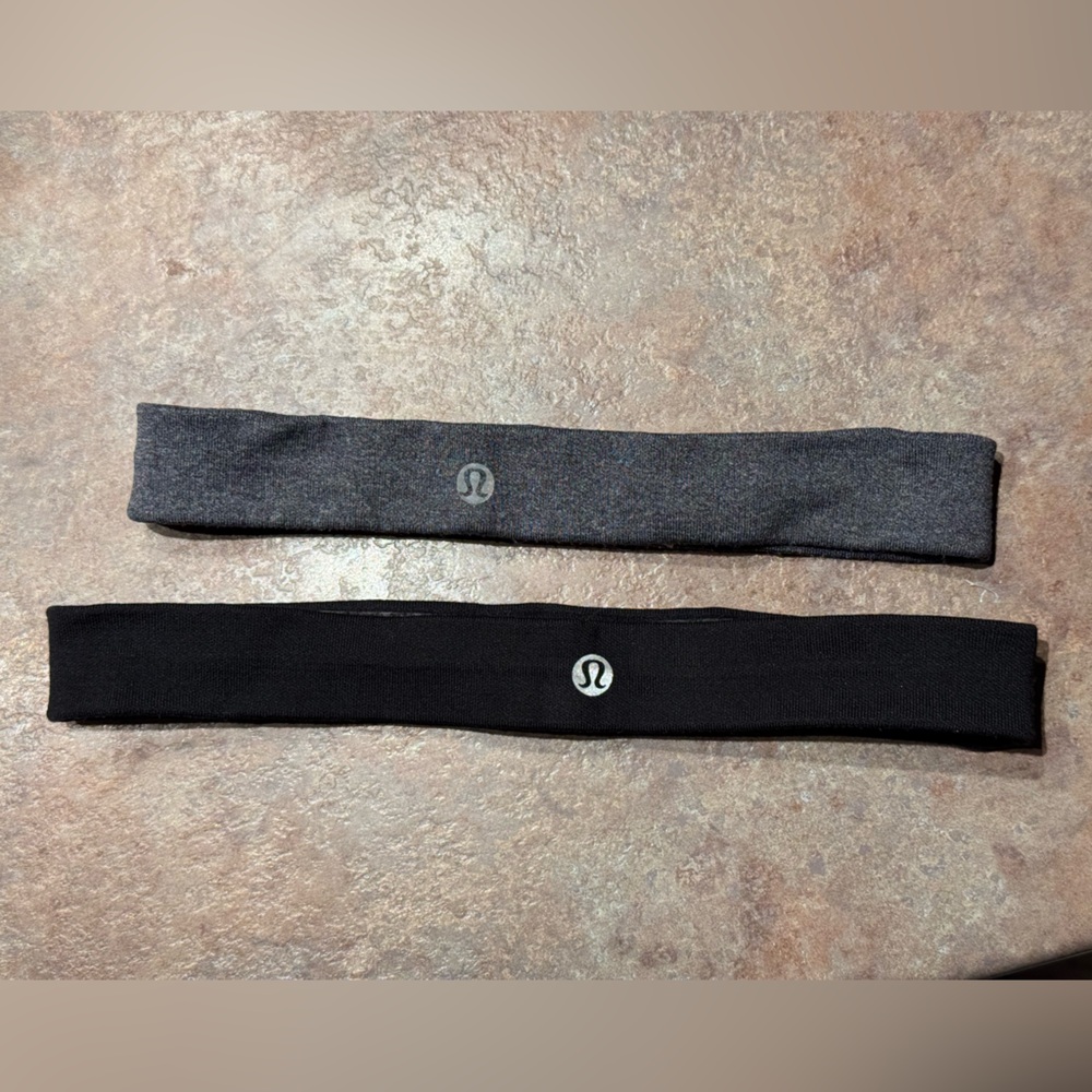 Lululemon Headbands Bundle (2) Black + Heather Grey One Size (Used)